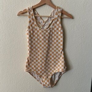 ARQ  Checkered One-Piece in Tan and Cream